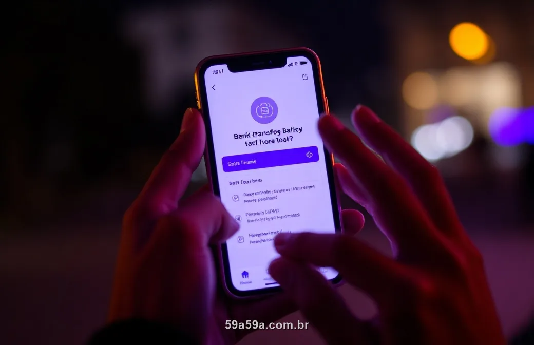 Pessoa confirmando um pagamento por PIX no celular à noite